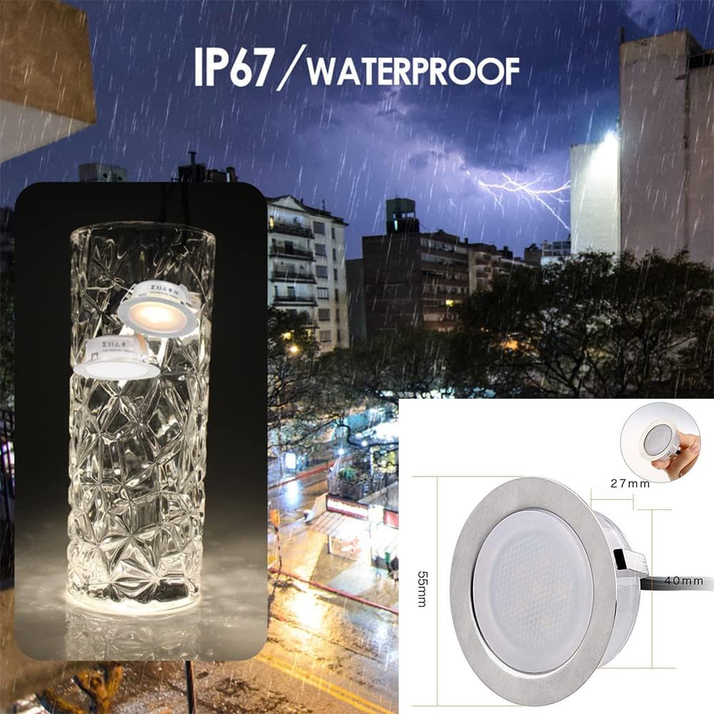 Sits High Temperature Sauna Explosion-Proof Lamps 6Pack LED Decking Lights IP67 Waterproof Plinth Lights Decorative Recessed Deck Light for Sauna Steam Room