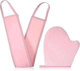 2 Pieces Brown Applicator Set Brown Glove Pink Brown Brown Back Applicator Sunscreen Glove Washable Gloves Tanning Brown Body Glove Striped Free Brown