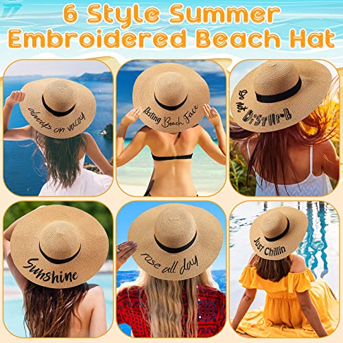 Sureio 6 piezas sombrero de playa para mujer verano miniatura 3