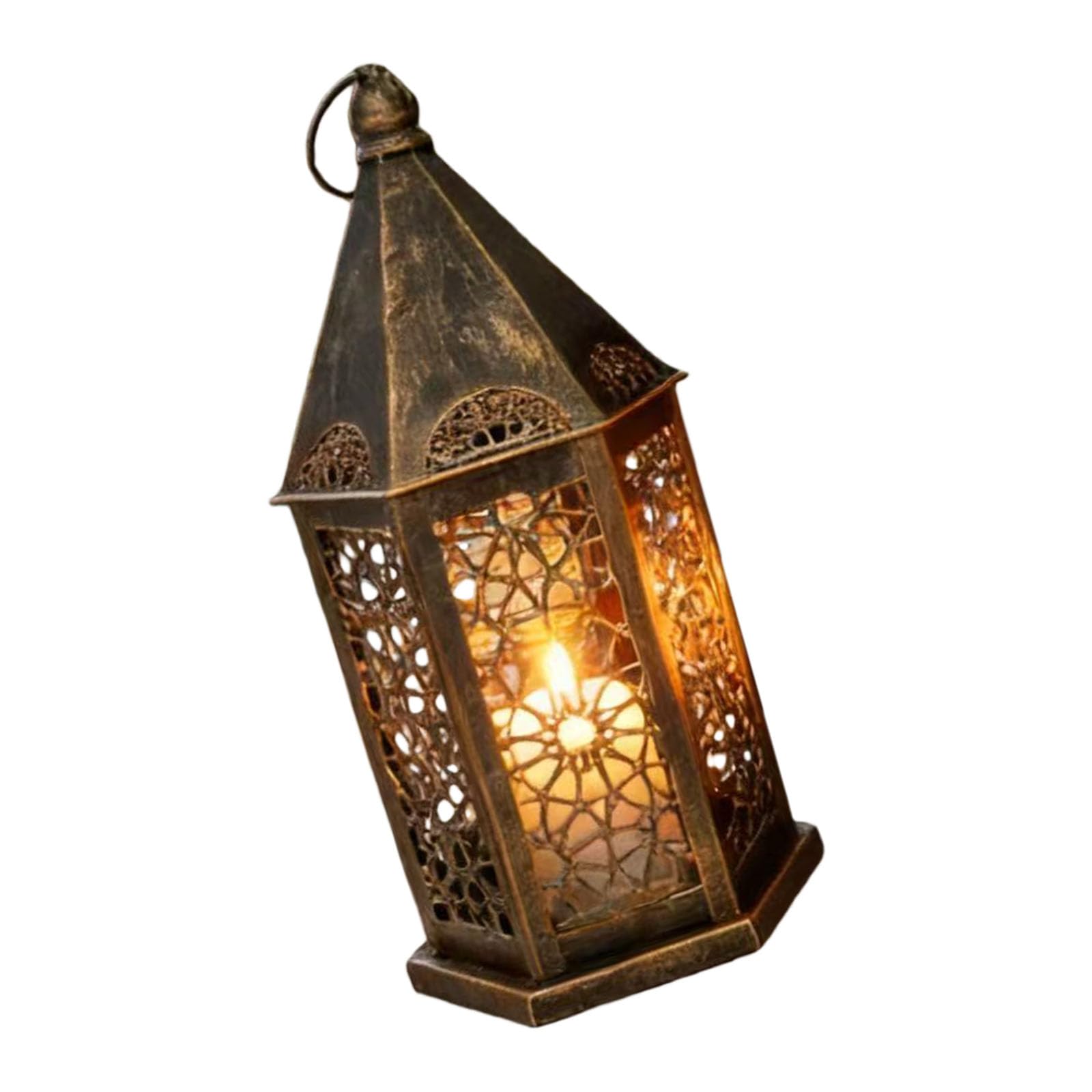 Kalttoy Multicolor Moroccans Lanterned Decorative, Golden Metal Holder For Hanging Tabletop, Outdoor Indoor Halloween Ramadans Decors Decorsative Holders For Home Decors