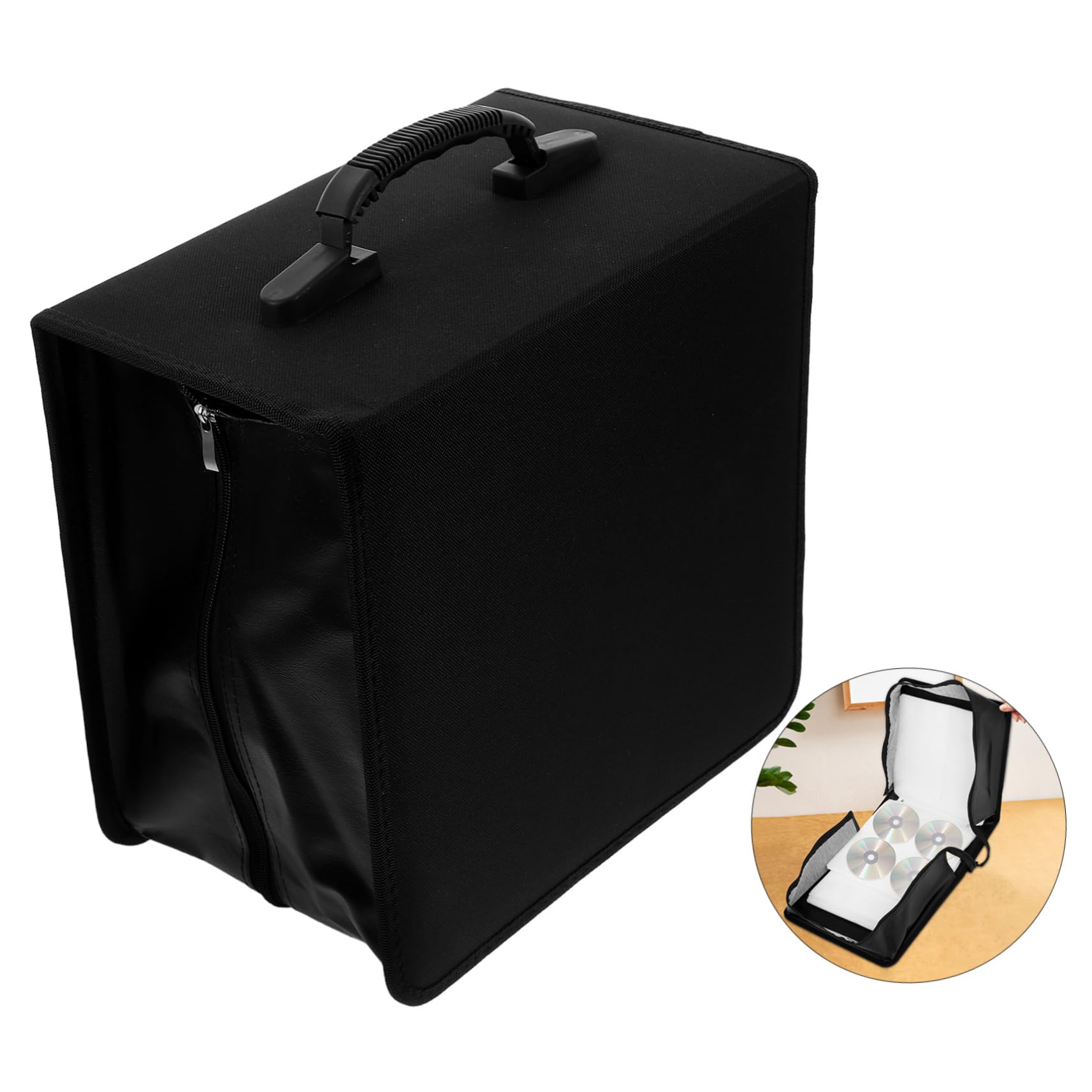 Zerodeko Piccola Custodia per Dvd in Pu con Maniglia Contenitore per CD Dvd ad Alta capacità Organizer per Dischi Portatile Custodia Porta CD Protettiva e Funzionale per Auto e Viaggio