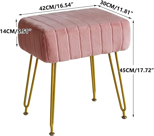 Miniatura 3 de IBUYKE Reposapiés Otomano Rectangular de Terciopelo, Taburete de Tocador de Maquillaje Mesa Auxiliar, Asiento de Mesa de Tocador de Terciopelo,