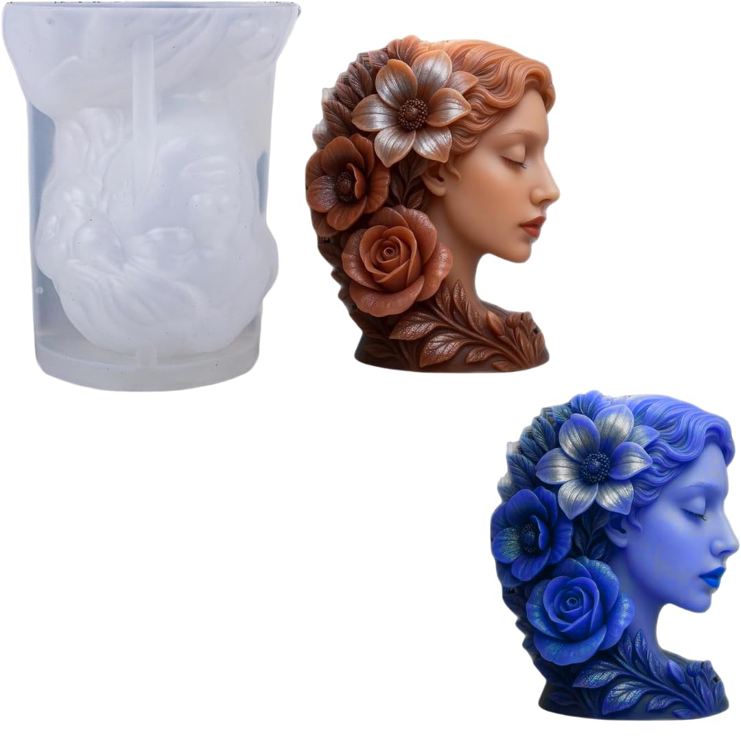 3D Flower Girl Statue Silicone Candle Mold for Aromatherapy Candle, DIY Goddess Plaster Resin Casting, Elegant Home Decor, Irregular Shape, People Theme (Pack of 1)-image-38