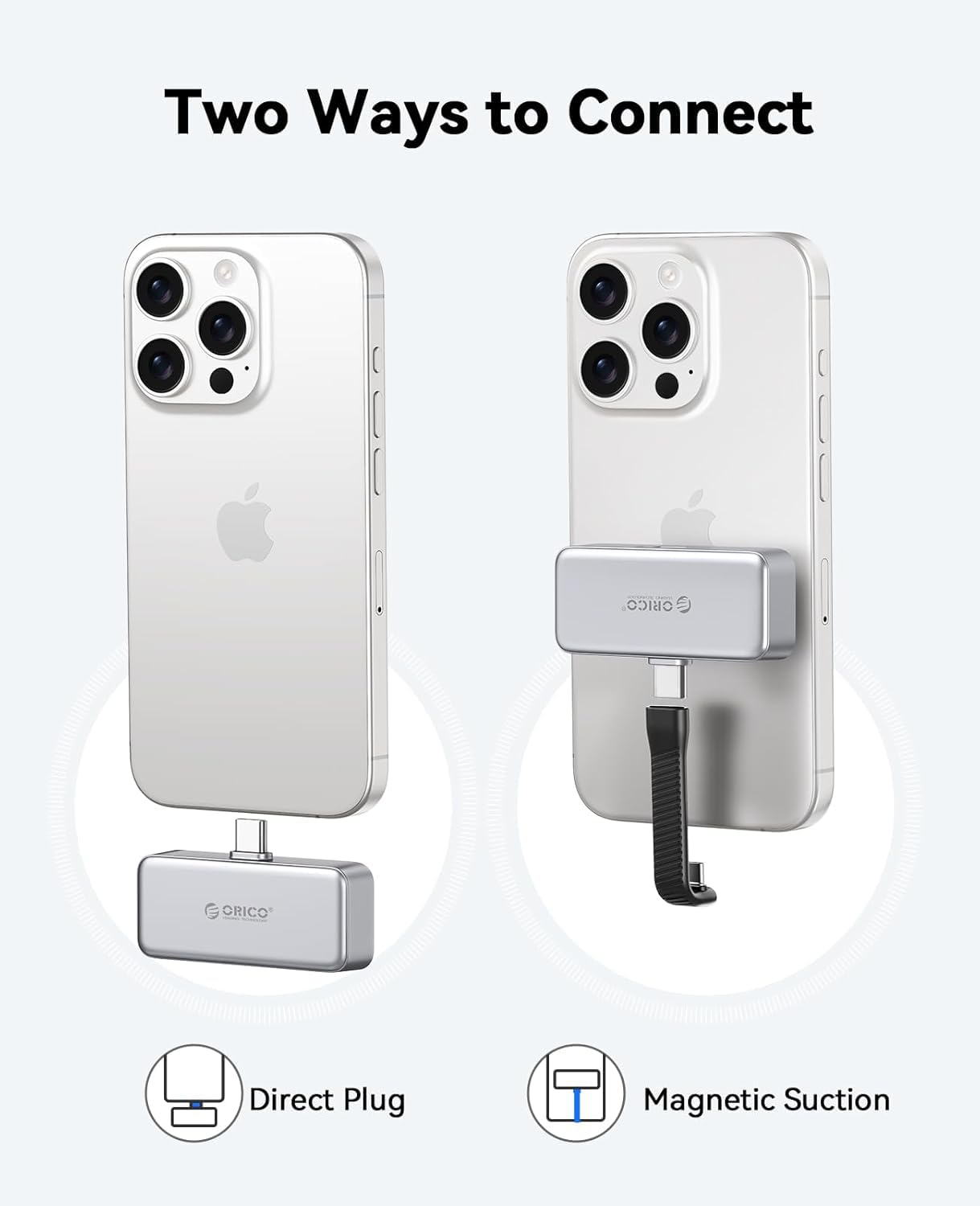 ORICO FlashPod 512GB SSD Portátil hasta 2000 MB/s, SSD Externo para Grabación ProRes 4K 60Hz, Únicamente Compatible con iPhone 17/16/15 Serie, Teléfonos Inteligentes, Tabletas Y Computadoras