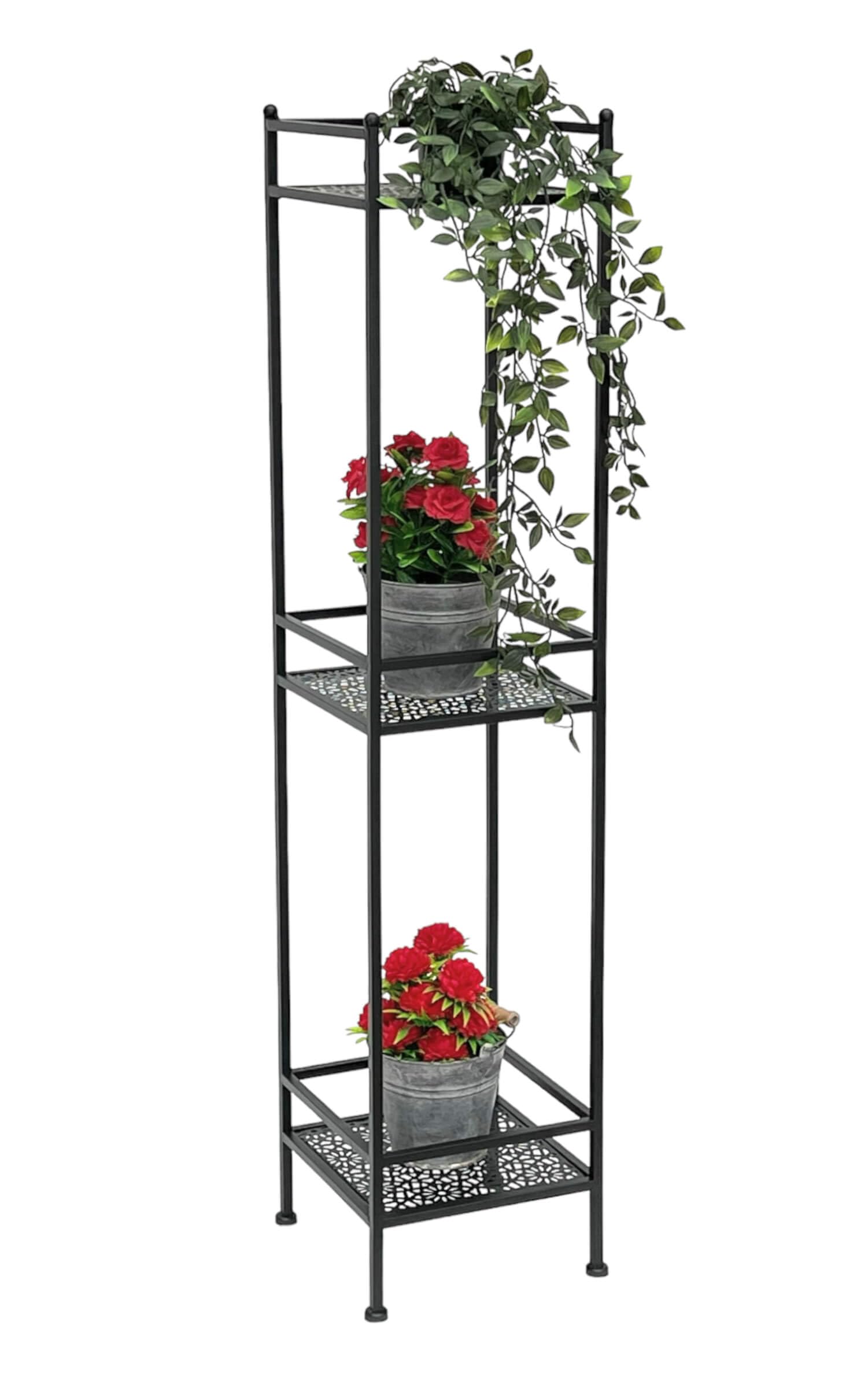 DanDiBo Estantería de pie negra de metal, estrecha, 3 niveles, 110 cm, estantería de cocina, estantería de cocina, estantería de metal 96485 de hierro moderno