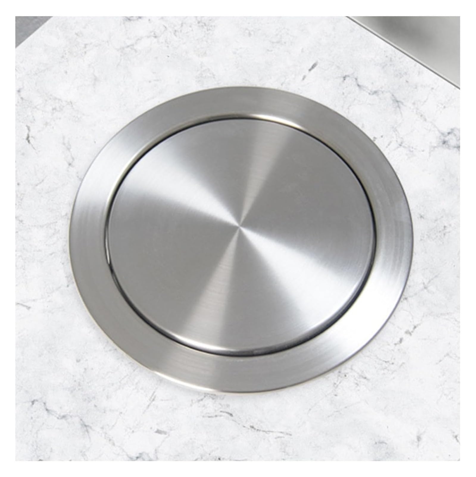 Built-in Countertop Trash Bin Lid， Trash Bin Lid Cover - Built-in Countertop Waste Chute, Stainless Steel Balance Flap(Silvery)