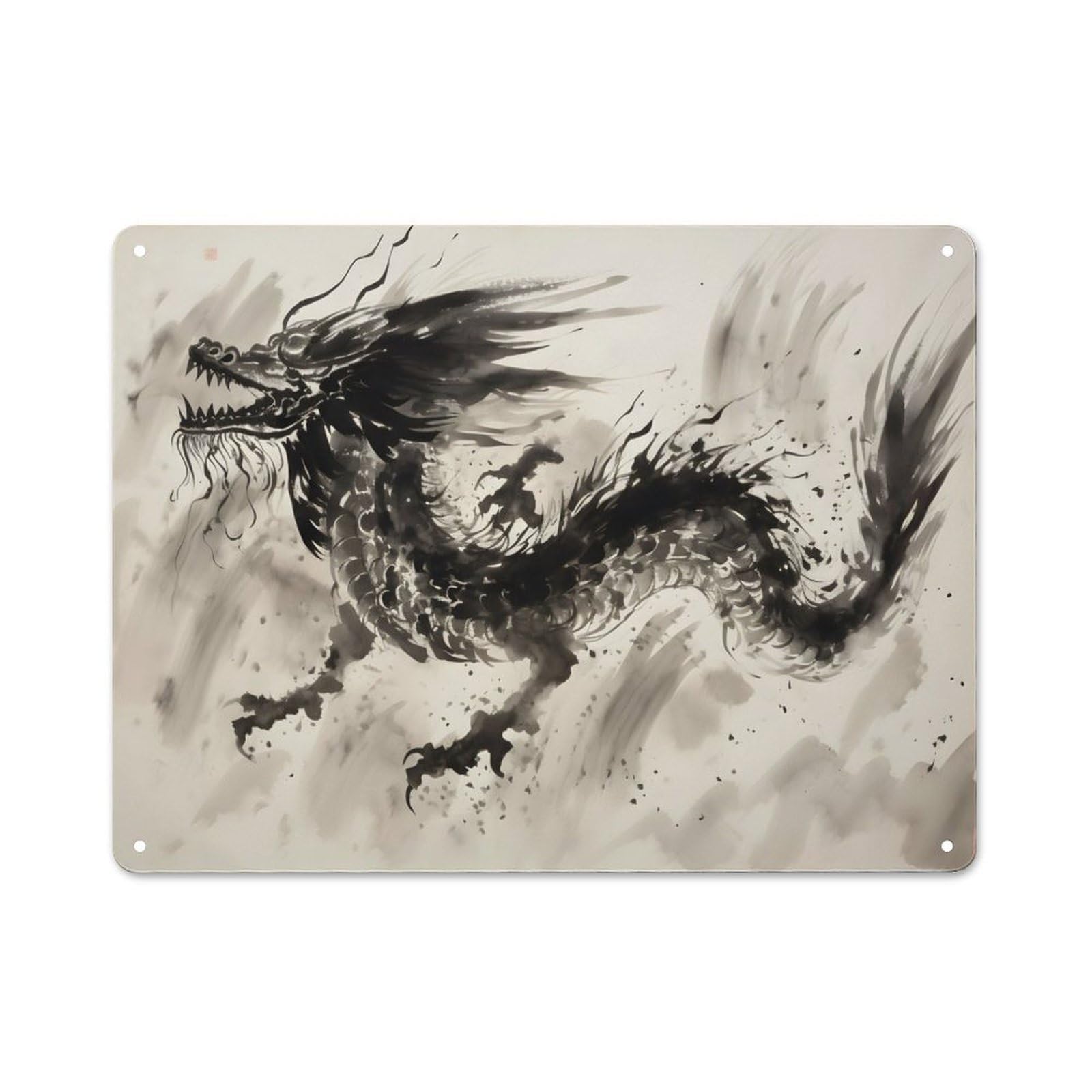 Junmoney Style-8 Mythological Dragon Decorative Tin Sign 30X40cm, Distressed Look Vintage Wall Decor For Lounge, Study, Pub Or Wall Gallery
