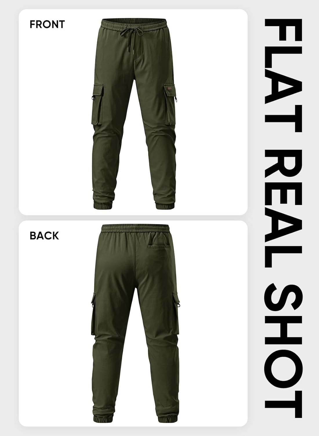 JMIERR Mens Cargo Pants Casual Lightweight Elastic Waist Drawstring Tapered Pant with Pockets - Image 6