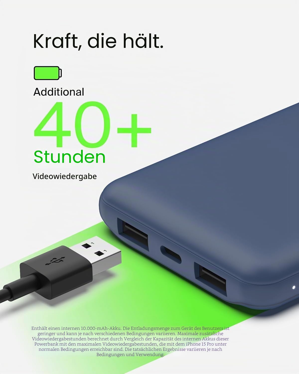 Belkin USB-C-Powerbank (10.000 mAh, 1 USB-C-Port und 2 USB-A-Ports zum Laden von iPhone, AirPods, iPad, Android- oder anderen Geräten mit bis zu 15 W) - Blau