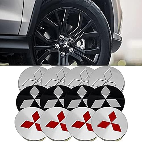Miniatura 2 de Tapacubos centrales de rueda de coche, 4 unidades, para Mitsubishi ASX, Colt, Outlander, Lancer, EVO, Pajero, Eclipse, 2.362 in, emblema a prueba de