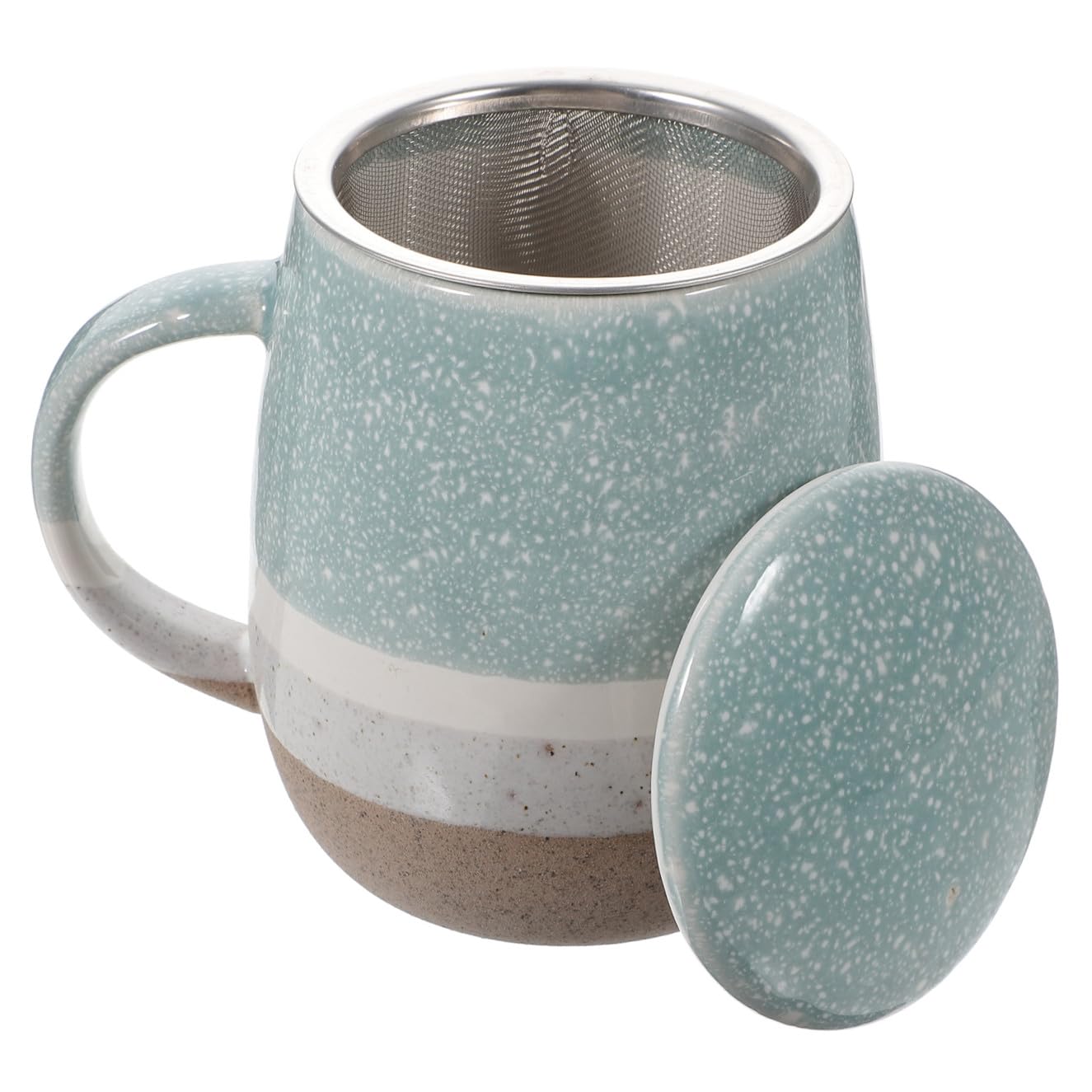VANZACK Keramik Kaffeebecher mit Sieb und Deckel 350ml Stabiler Trinkbecher für Zuhause Langlebige Handtasse mit Großem Fassungsvermögen für Tee und Kaffee