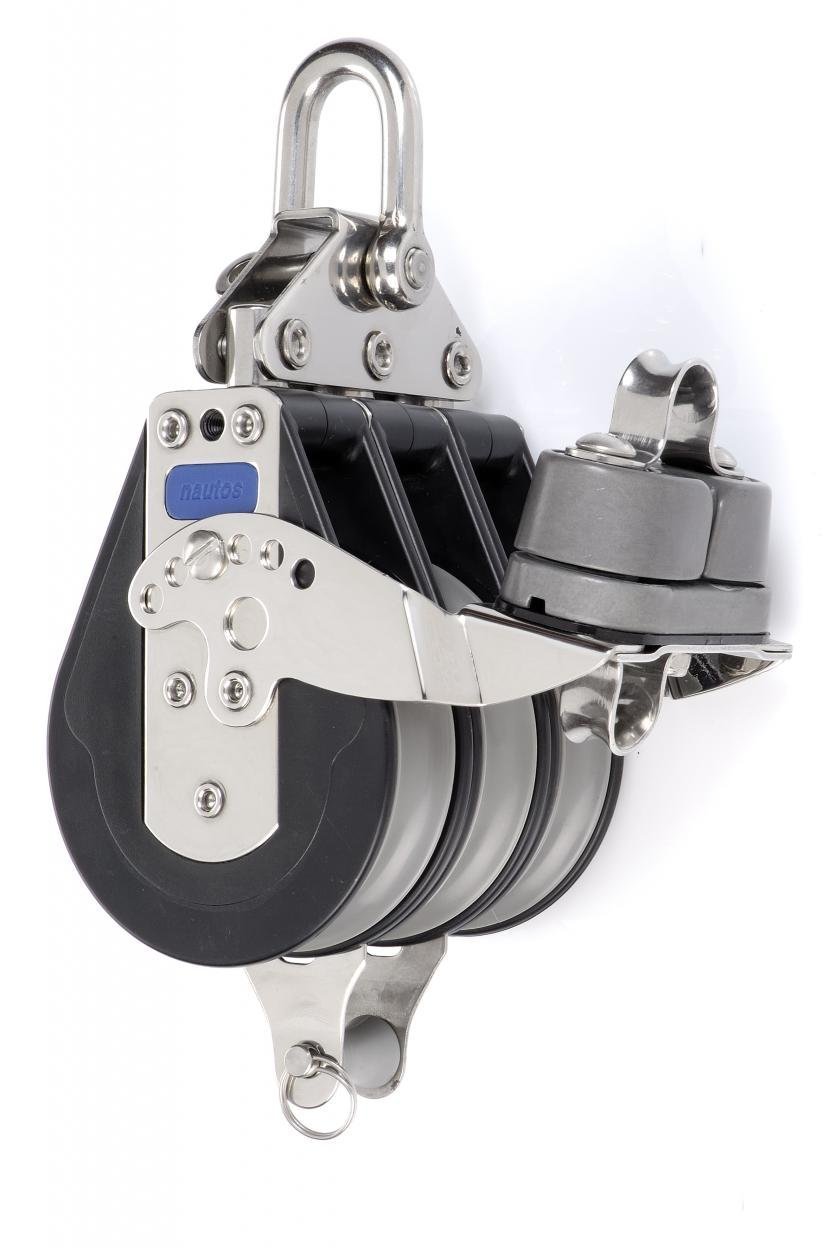 Nautos #92137-Classic line 75 MM -Triple Fixed with Aluminum CAM and Becket - 75 mm sheave-Long Lasting Characteristics.Sailboat Block