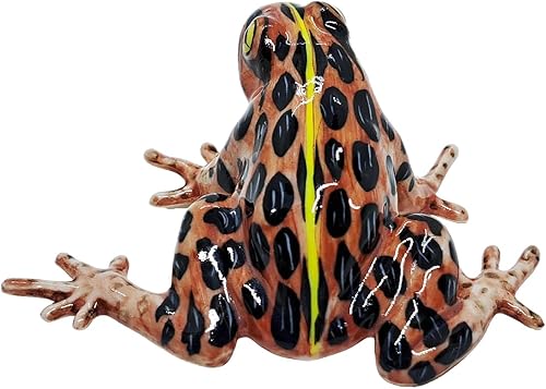 Miniatura 8 de WitnyStore Pequeña figura de rana manchada de 3 pulgadas, color marrón, amarillo y negro, hecha a mano, pintada a mano, ranas de cerámica, sapo,