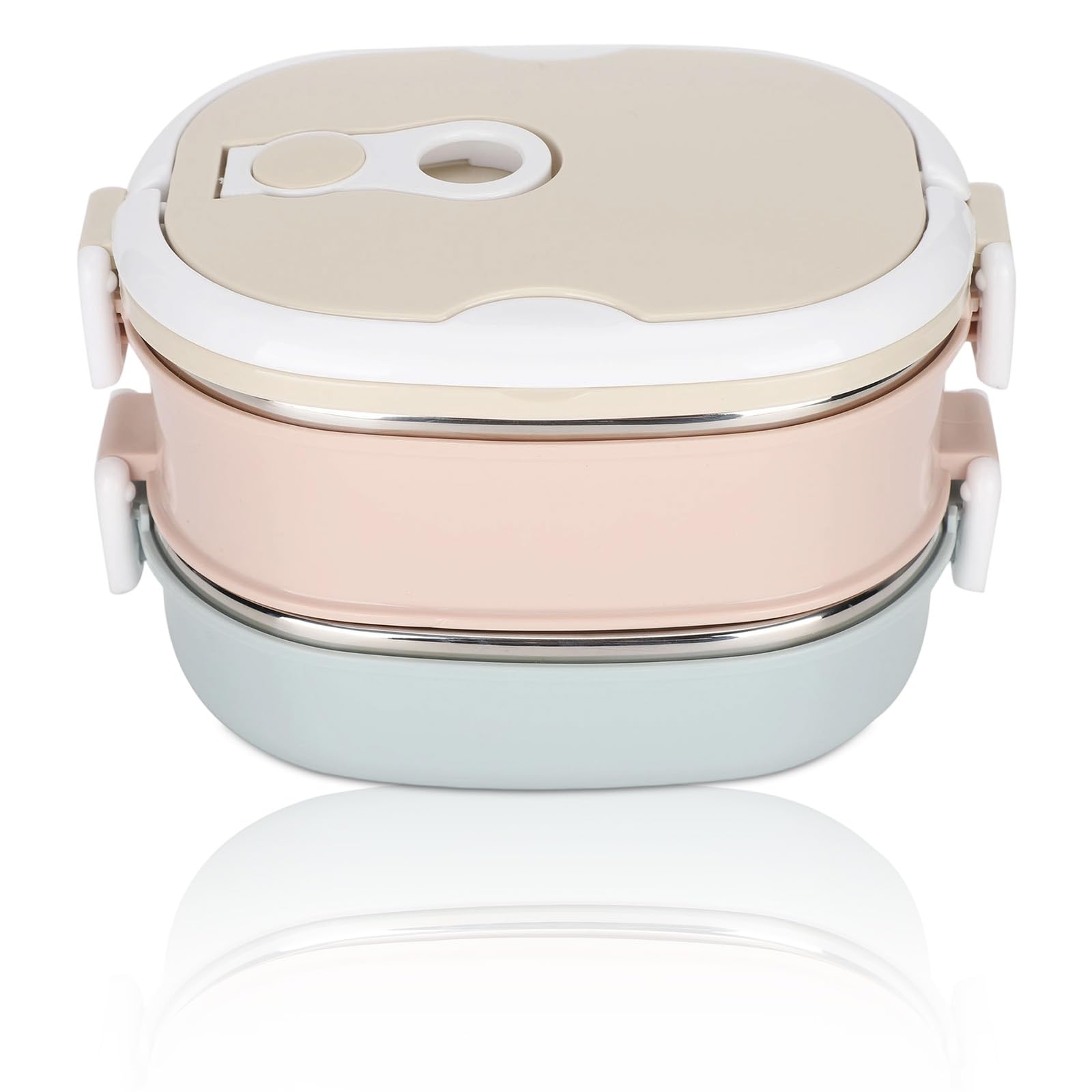 Boîte à Lunch, Conteneurs à Lunch pour Aliments Chauds à Isolation Thermique, Boîte à Lunch Bento pour Enfants en Acier Inoxydable 304 Portable étanche, Stockage D'aliments Froids(1800 ml 2 couches)