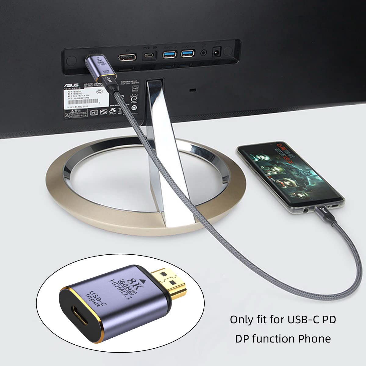 cablecc Adattatore da USB-C tipo C femmina a HDMI Sink HDTV 8K @ 60hz 4K @ 120hz per tablet, telefono e laptop