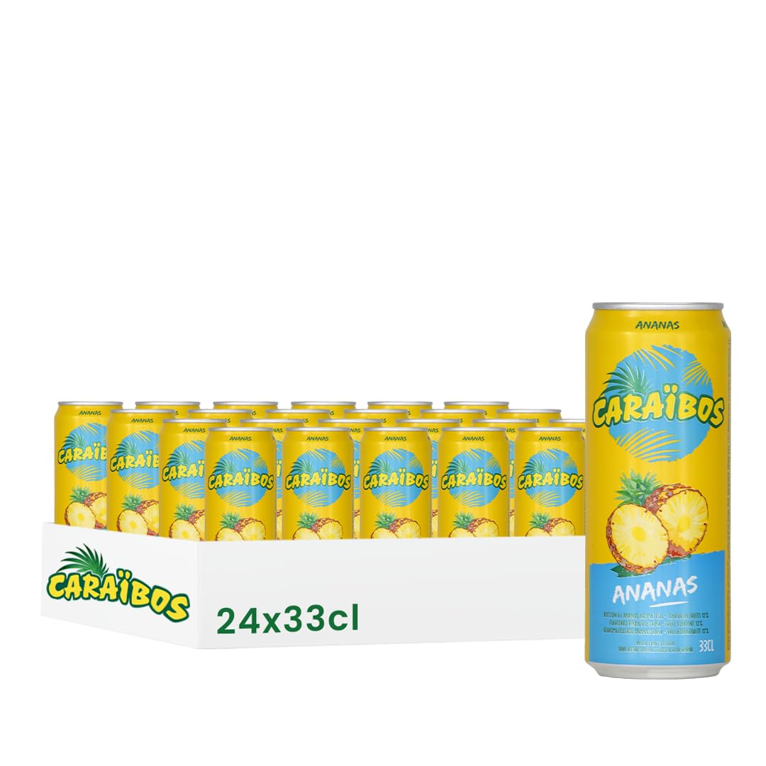 Caraïbos Boisson Saveur Ananas, Canette 33cl, Lot de 24