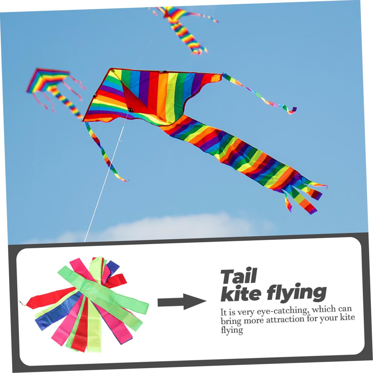 KICHOUSE Flying Kite Ornament Kite Tail in Rainbow Streamer for Adults Boys and Girls Easy Attach