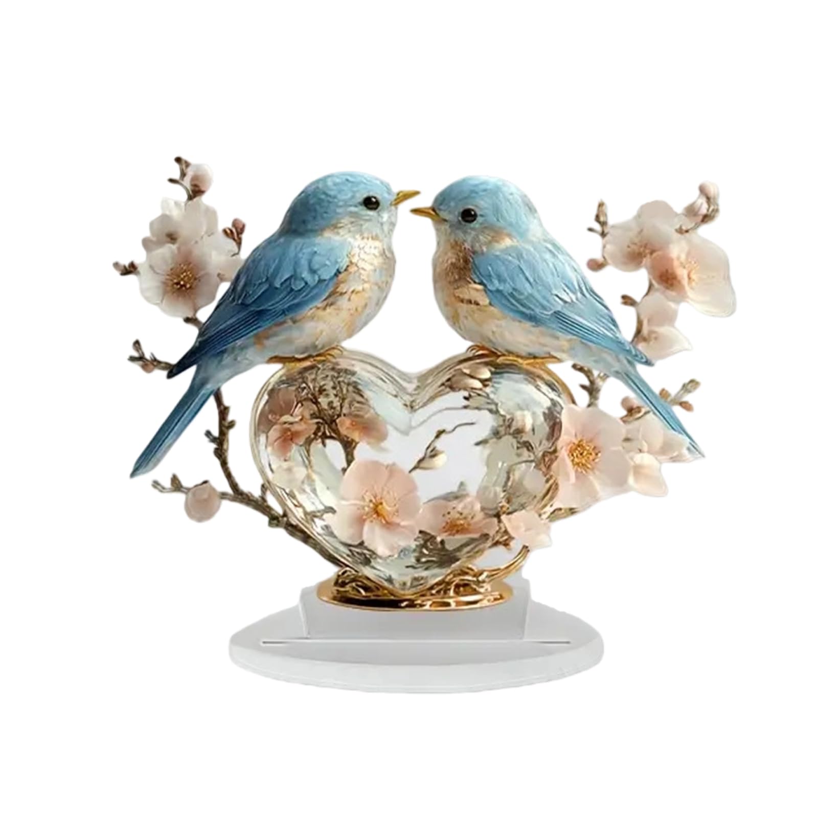 Snorvixre Branch Bird Statue Figurine Animal Sculpture Home Decors Tabletop Centerpieces Collectible Decorative Figurine Acrylic Flower Branch Bird Figurines