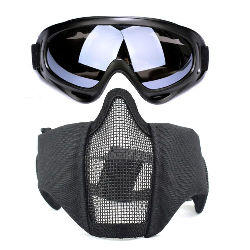 Funito Motorcycle Goggles with Detachable Mask,Motorcycle Goggles with Removable Face Mask,Riding Goggles Glasses With Removable Face Mask
