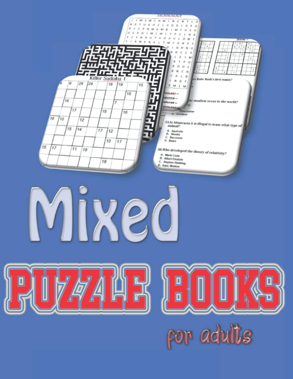 Mixed puzzle books for adults: word search, sudoku ,mazes , Hard killer sudoku and Trivia 8,5”x11” 110 pages