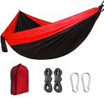 Camping Hammock - Double/Single Size Lightweight Nylon Hammock 660lbs Capacity - Portable for Backpacking, Hiking, Travel - Breathable & Quick-Drying Parachute Fabric 300x200cm(Orange)