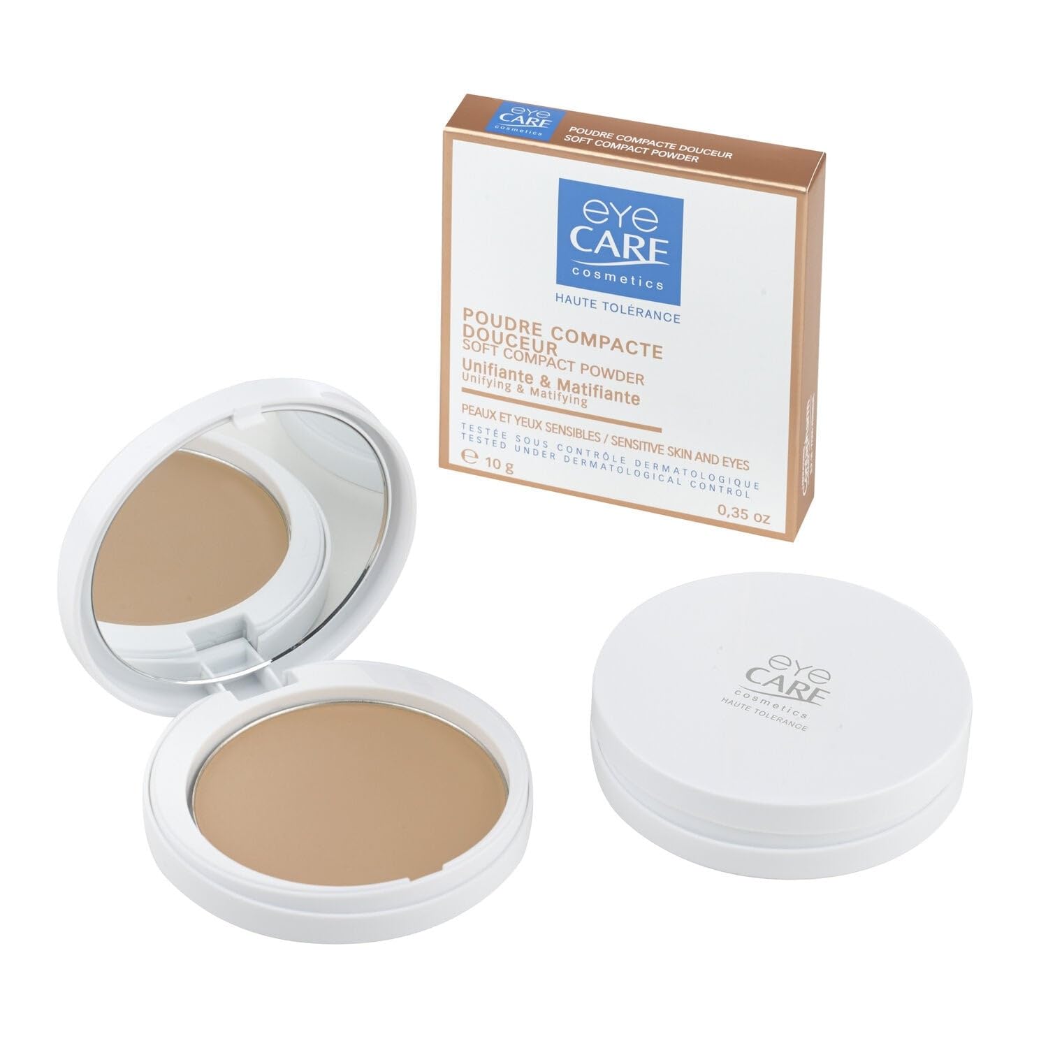 EYE CARE COSMETICS Poudre Compacte Terre de Soleil - Haute Tolérance - Format 10g - Poudre Matifiante et Unifiante pour Peaux Sensibles - Testée sous Contrôle Dermatologique - Lot de 2