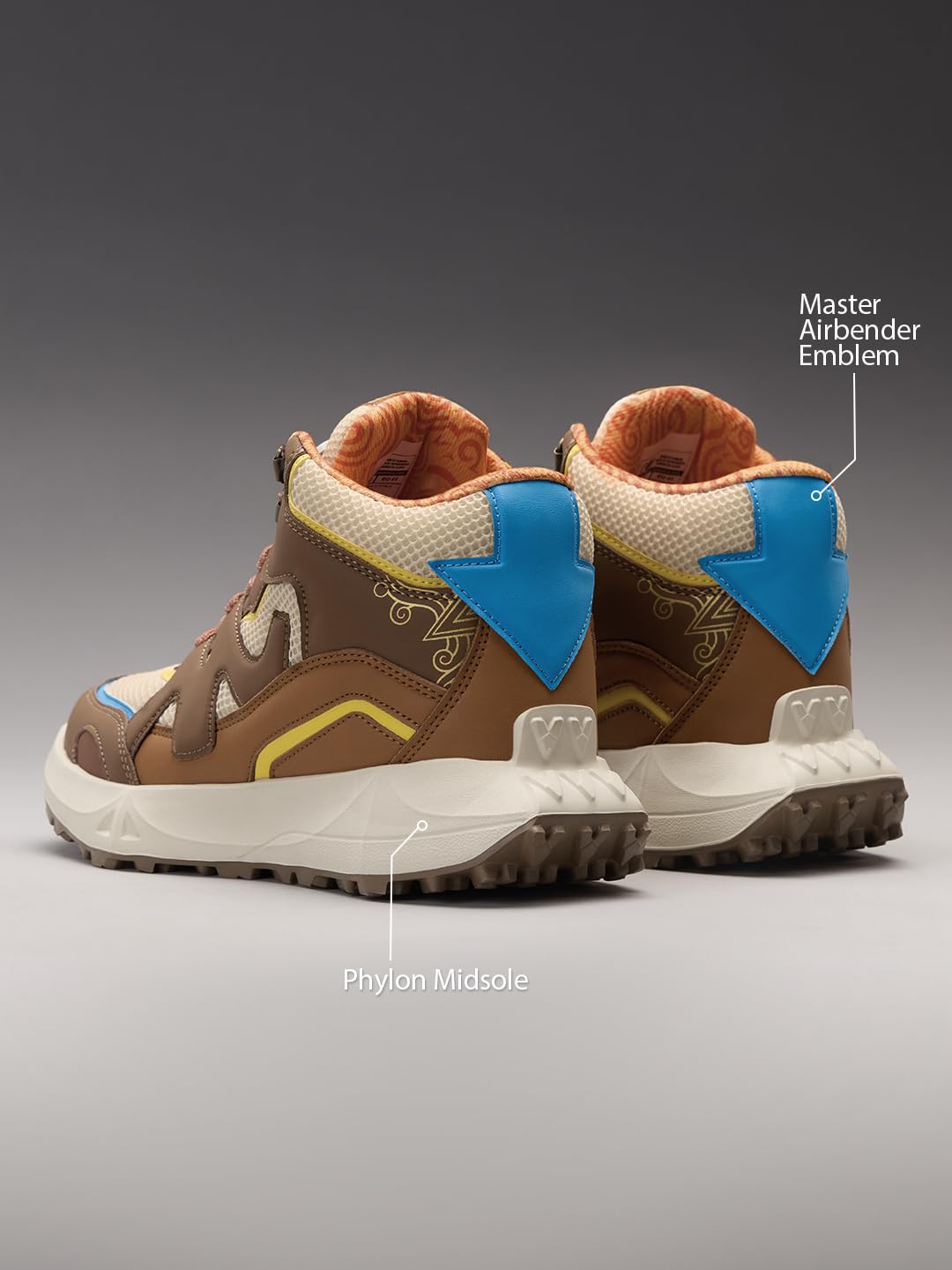 The Souled Store Avatar: Elements - Zapatillas altas para hombre y niño, color marrón y beige y blanco roto para la calle, zapatillas deportivas de poliuretano y malla, entresuela de Phylon, suela