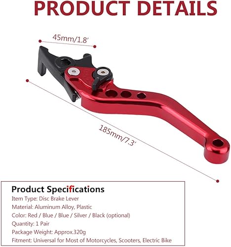 Miniatura 4 de Palanca de freno de doble disco, 1 par de 4 colores universal CNC aleación de aluminio modificación de motocicleta palanca de freno de disco doble