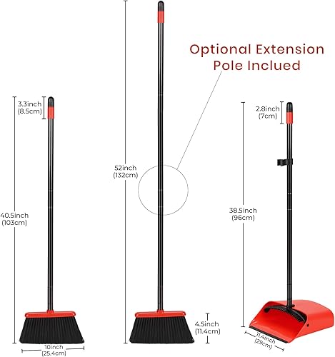 Miniatura 4 de TreeLen - Juego de escoba y recogedor, combo de escoba y recogedor de 132 cm para el hogar