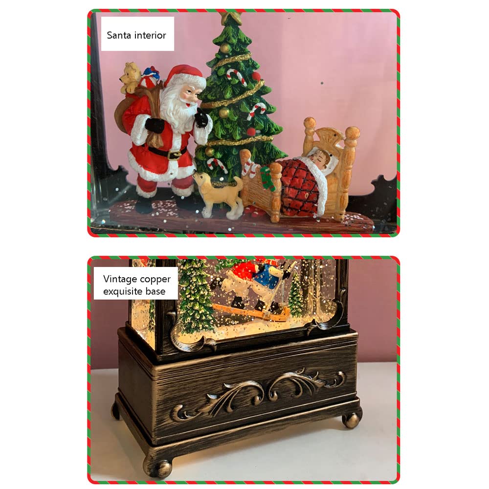 Lanterna a candela, lanterna natalizia con globo di neve, lanterna musicale da appendere con 12 canzoni natalizie, luce natalizia a batteria/USB, decorazione natalizia con lanterna glitterata ( Color