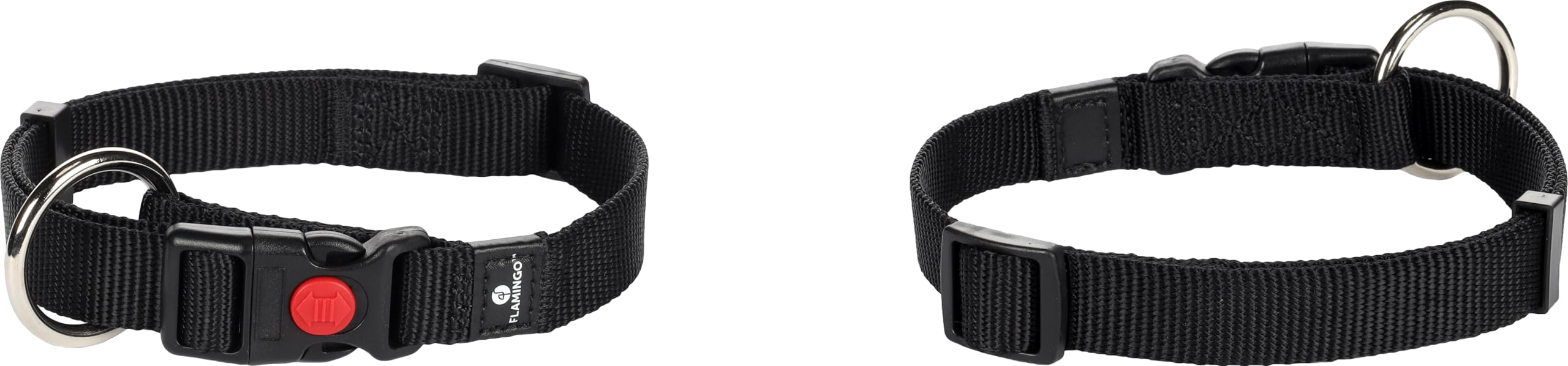 Flamingo Halsband Ziggi – Größe L (45-65 Cm), Mit Zugentlastung, Nylon, Schwarz
