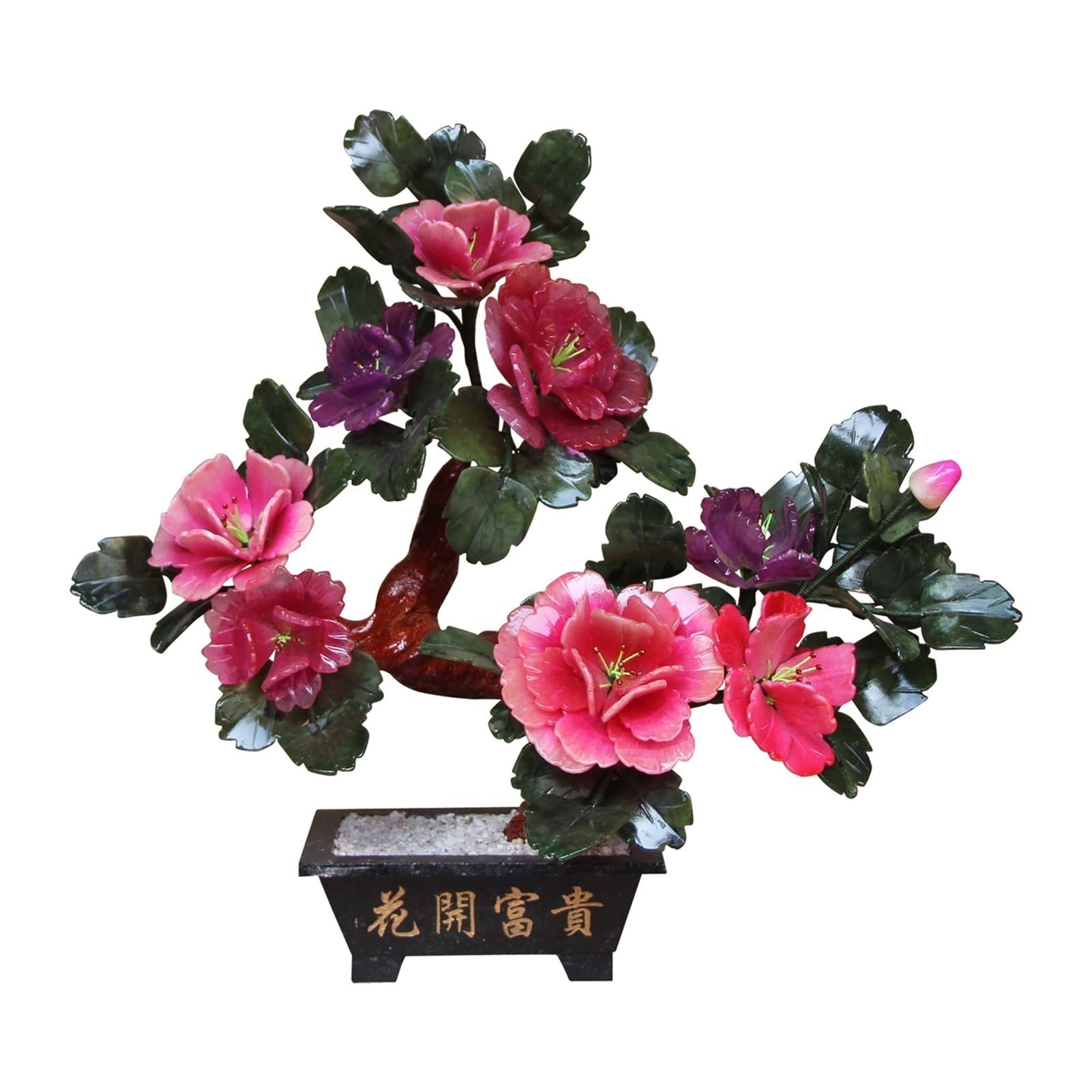 DFGHNBVC Artificial Bonsai Tree 14 Inch Artificial Tree Natural Jade Bonsai Jade Carving Flower Bonsai Ornament Desktop Home Office Decoration Desktop Display Fake Plant Greenery Decor,