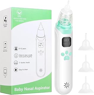 Electric Nasal Aspirator for Baby,USB Rechargeable Nose Sucker for Baby,Baby Nose Sucker with Adjustable 3 Levels Suction,Music and Light Soothing Function