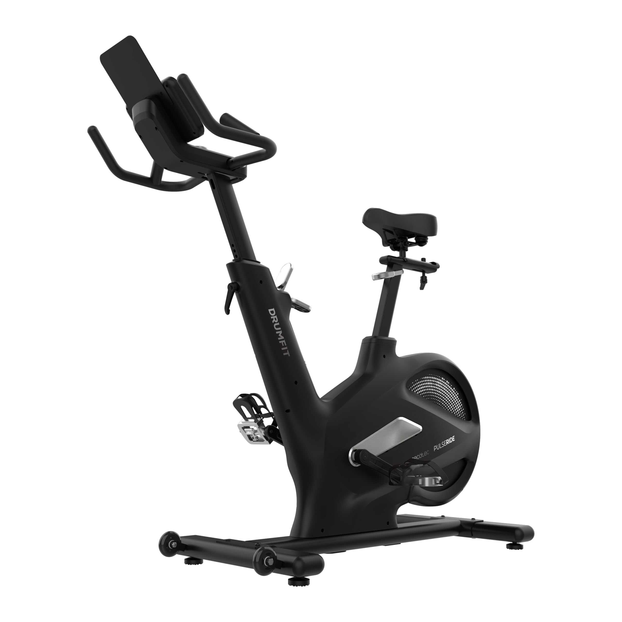 Cecotec Bicicleta Estática Indoor Drumfit PulseRide. Volante de Inercia 20kg, Resistencia Magnética 16 Niveles, Pantalla LED, Estructura de Aluminio hasta 135kg, Compatible Kinomap y Zwift