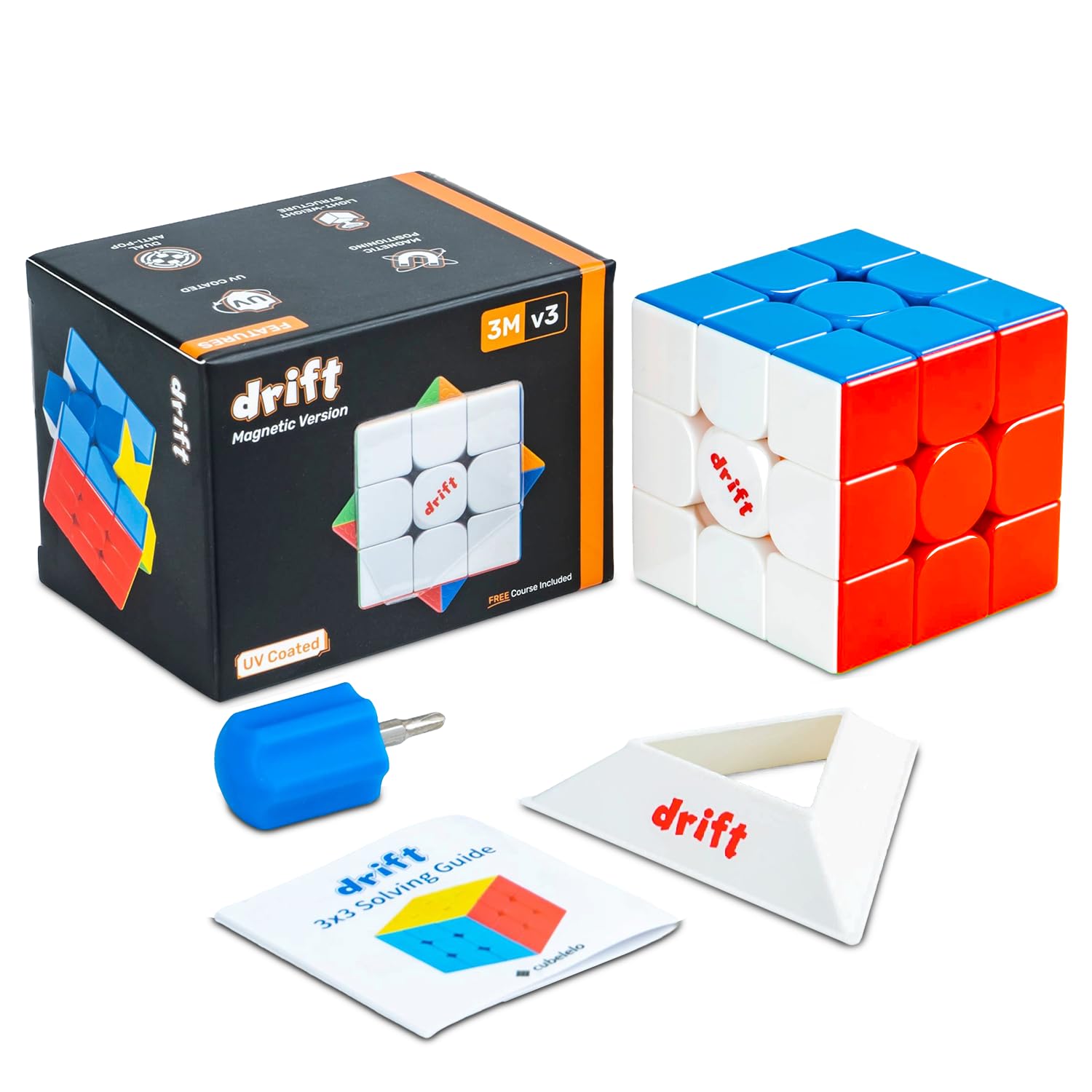 Sponsored Ad - Cubelelo Drift 3M v3 3x3 (Magnetic UV Coated) Speedcube - New 2025 Version | Premium Glossy Finish, Ultra Fast & Smooth Turns, Enhanced Auto-Alignment with 48 Magnets | Puzzle Cube for Kids & Adults