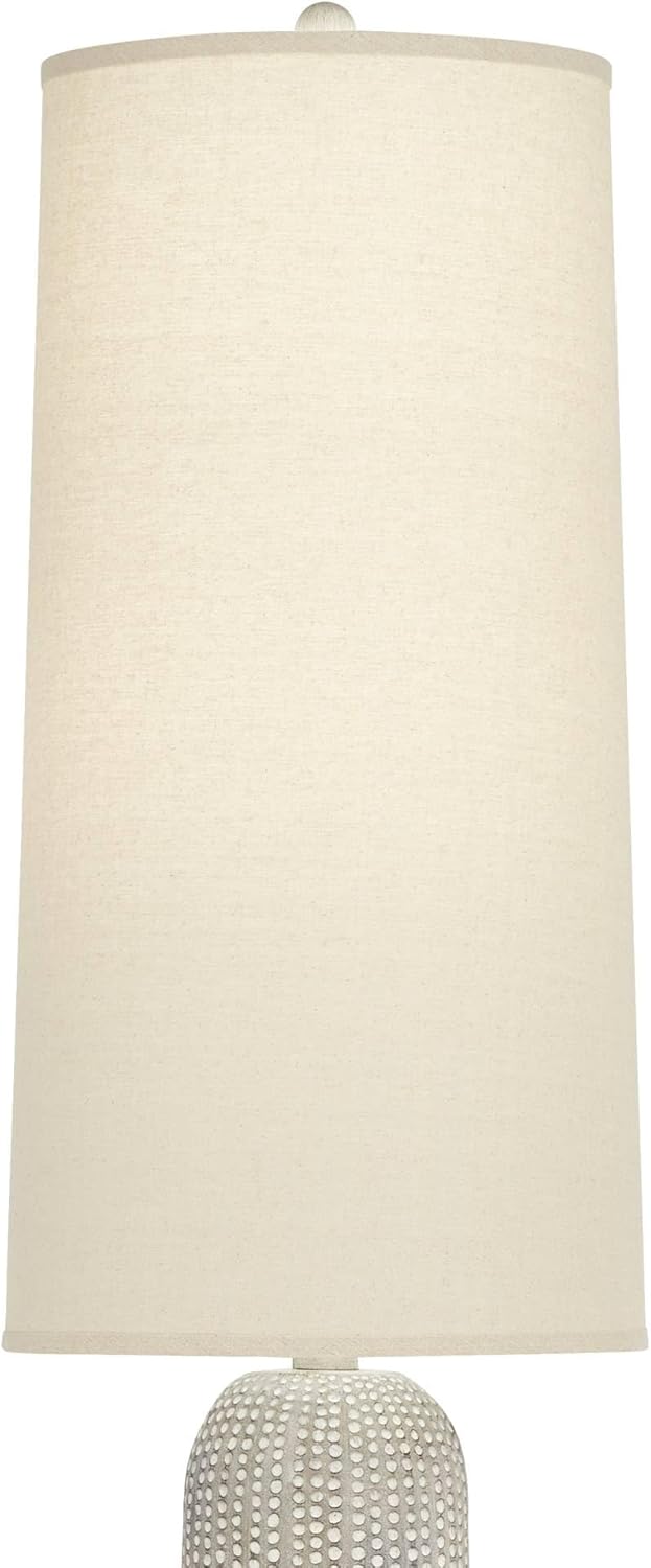 Possini Euro Design Leisa Mid Century Modern Coastal Southwest Bohemian 64 1/2" Tall Standing Floor Lamp Foot Switch Natural Hammered Pattern Living Room Bedroom House Reading Office Home Décor