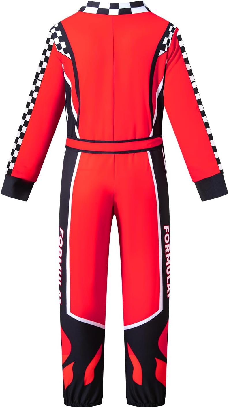 キッズ ボーイズ ガールズ カー ドライバー コスチューム ドレスアップ ハロウィン ジャンプスーツ キャップ付き