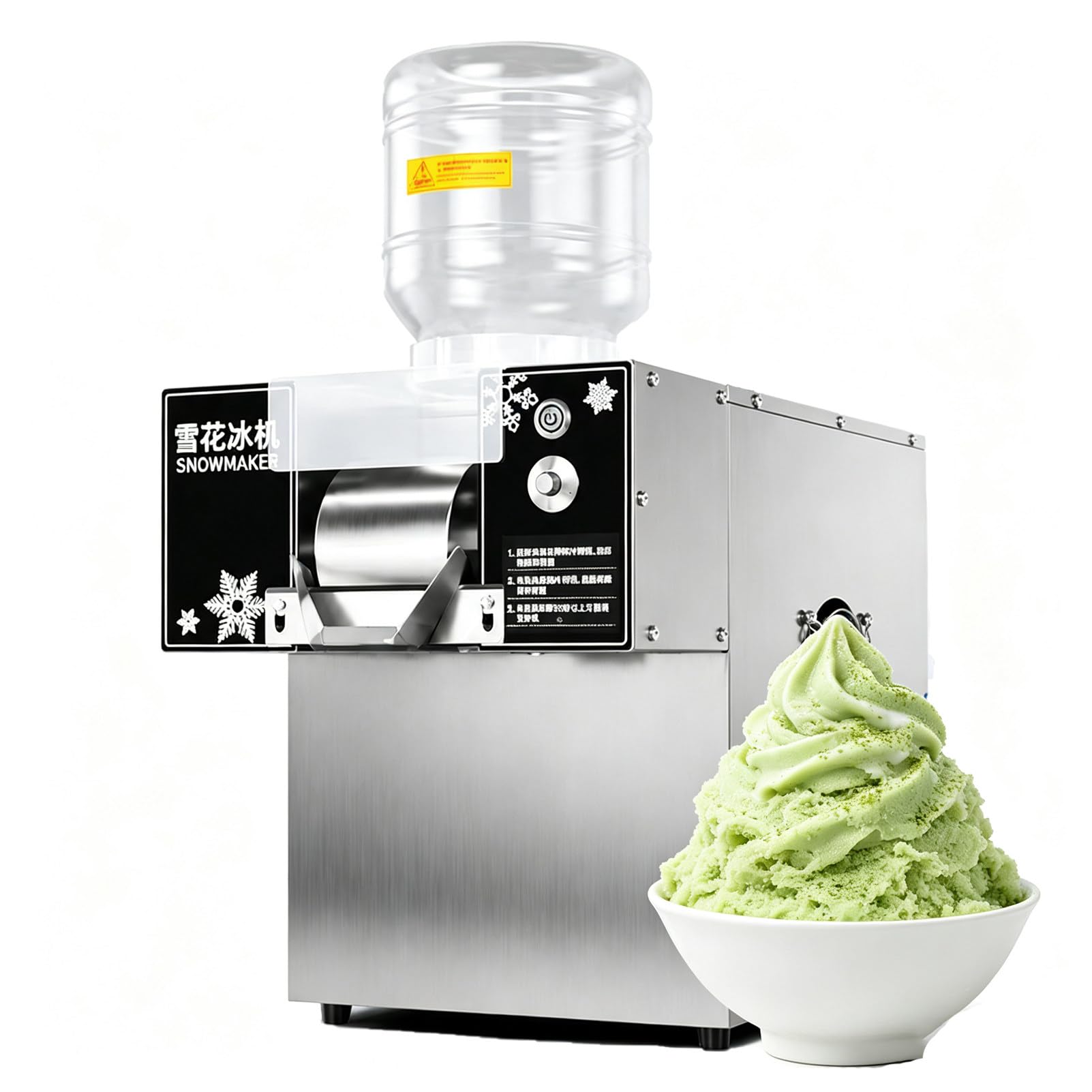 DNEPEI Stainless Steel Snowflake Ice Machine Air Cooling 132lbs 120-Touch-ControlModel