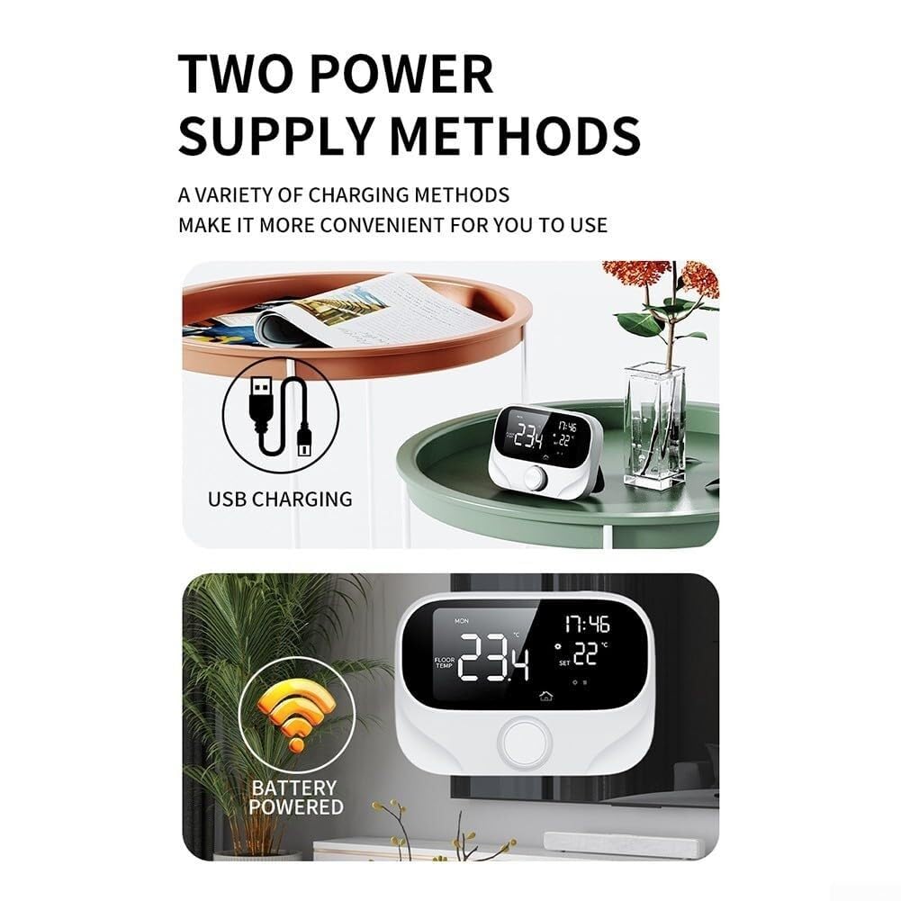 Termostato WiFi para caldera, controlador programable Tuya | Control remoto vía app, programación semanal, perilla giratoria, pantalla clima/humedad, compatible Tuya.(WiTH3)