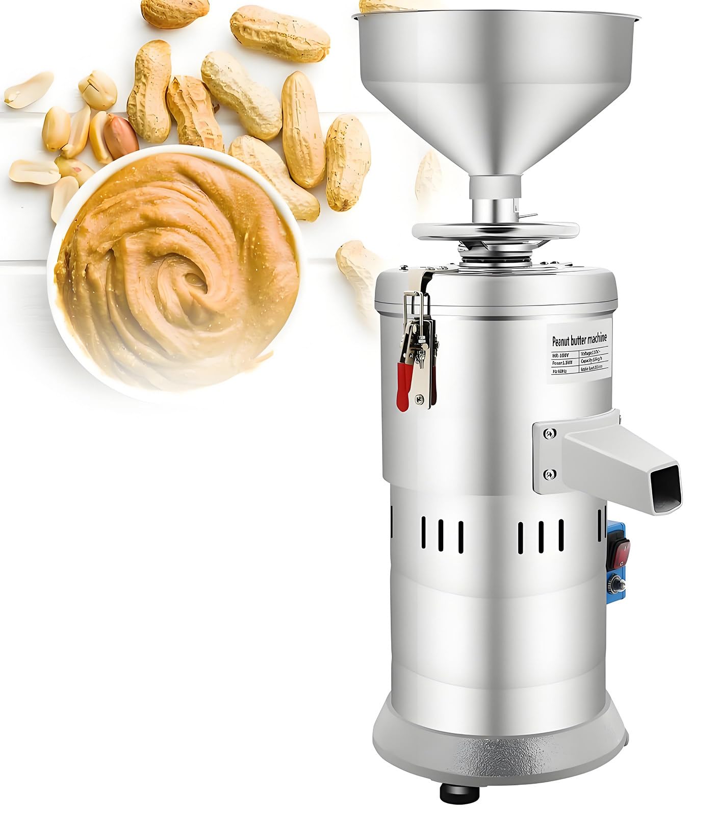 Machine à Beurre De Cacahuètes 1100 W, Broyeur à Grains électrique, Broyeur à Sauce Sésame Pour Arachides, Amandes, Noix De Cajou Et Riz, Capacité De Broyage De 15 Kg/H
