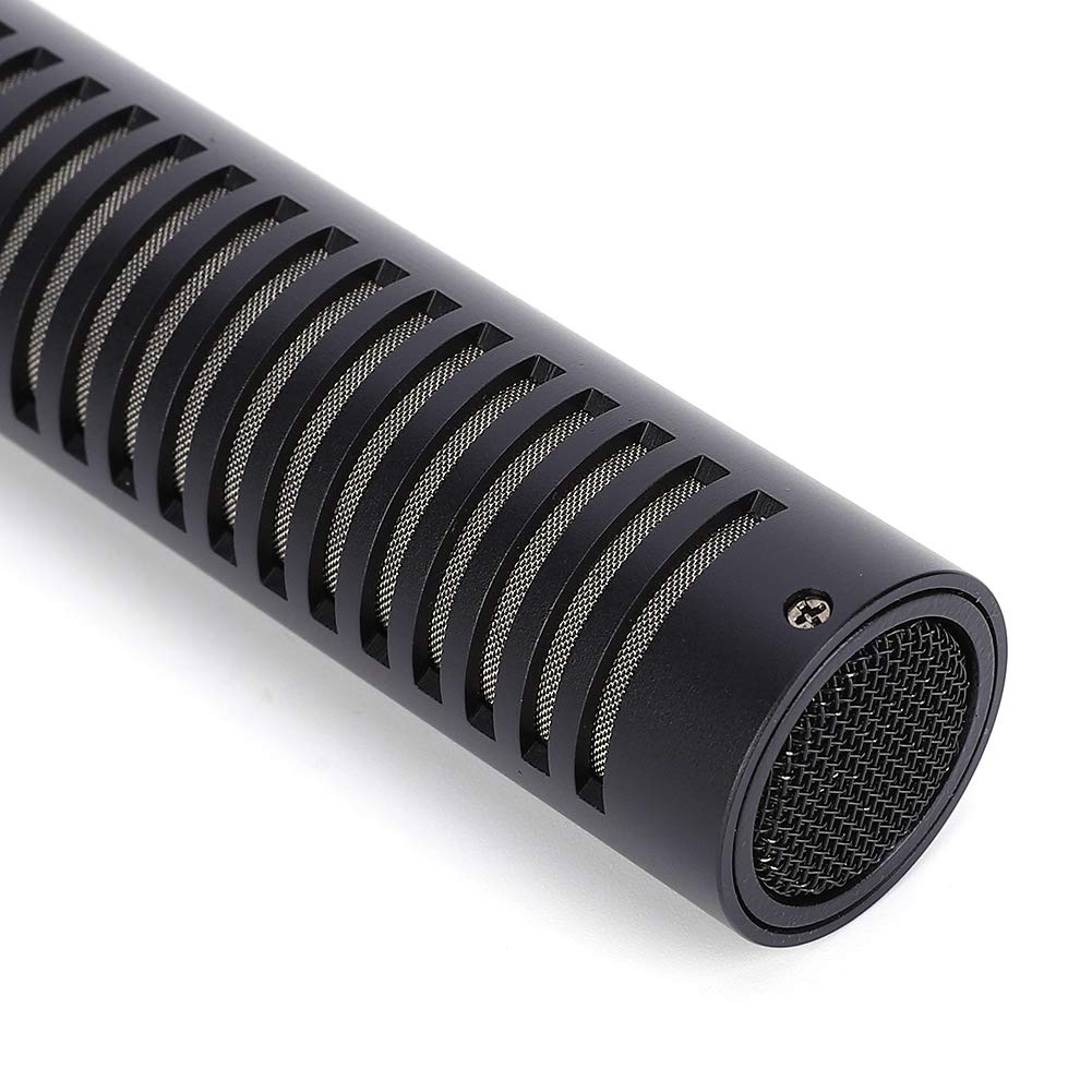 Keenso Microfono a condensatore, Microfono per videocamera Stereo Microfono per Registrazione Video Anti-interferenza unidirezionale (Nero)