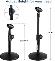 Vista 5 de BILIONE Soporte de micrófono de escritorio multifuncional, soporte de micrófono ajustable con filtro pop, soporte de choque, clip de micrófono