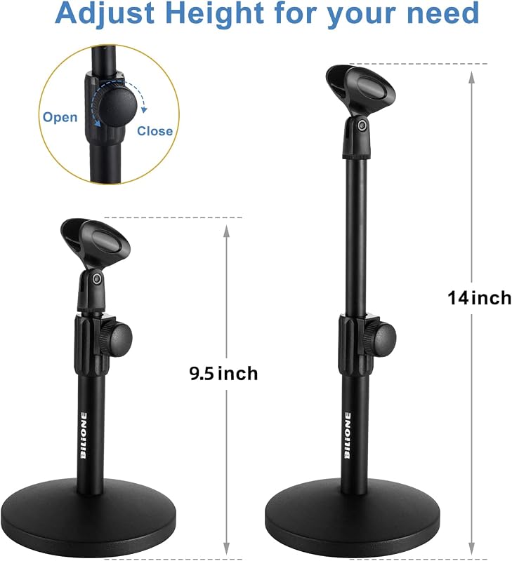 BILIONE Asztali Mikrofon Állvány Állítható Pop Filter Shock Mount Adapterrel