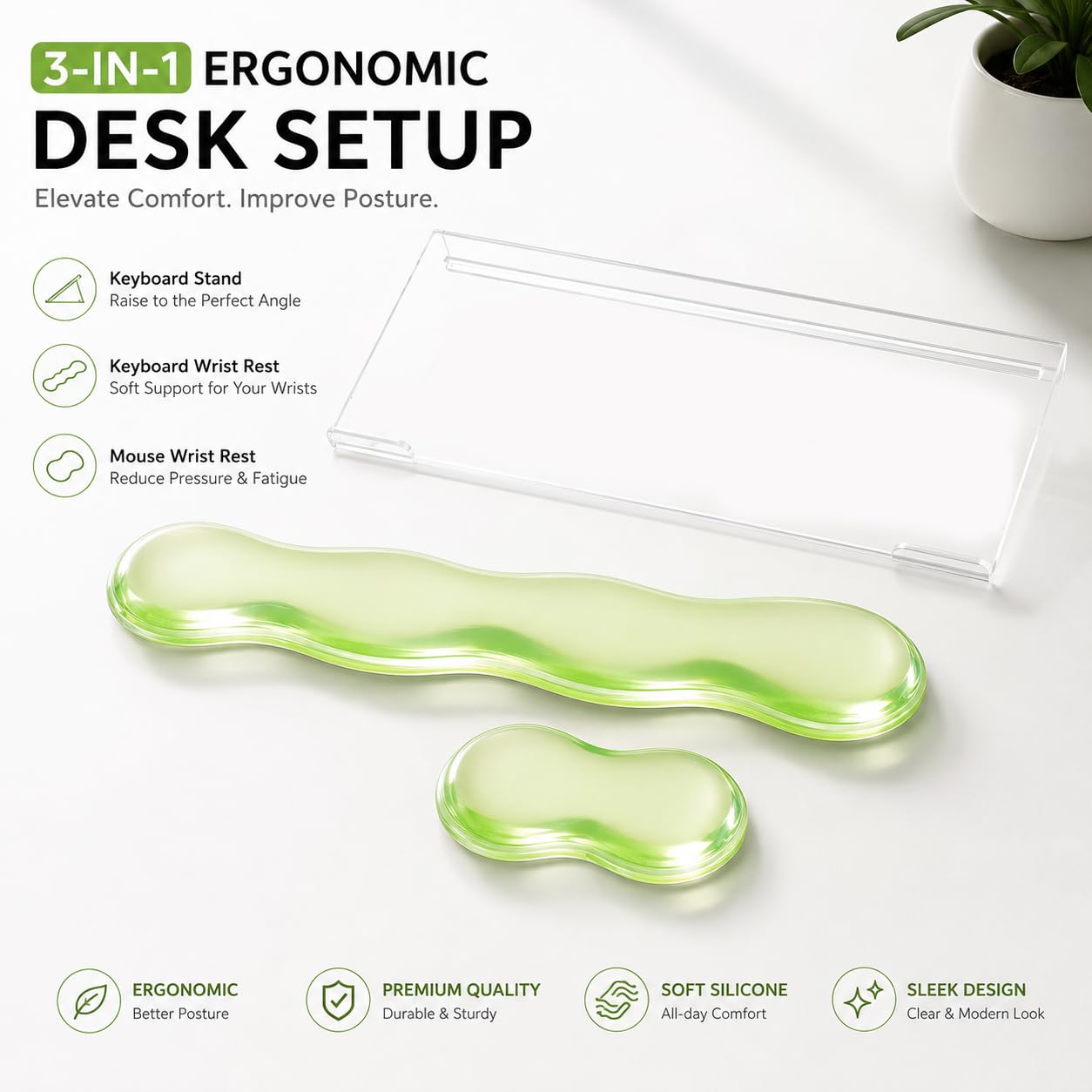 Supporto per tastiera del computer con poggiapolsi in gel, poggiapolsi per tastiera e mouse, ergonomico con poggiapolsi per mouse
