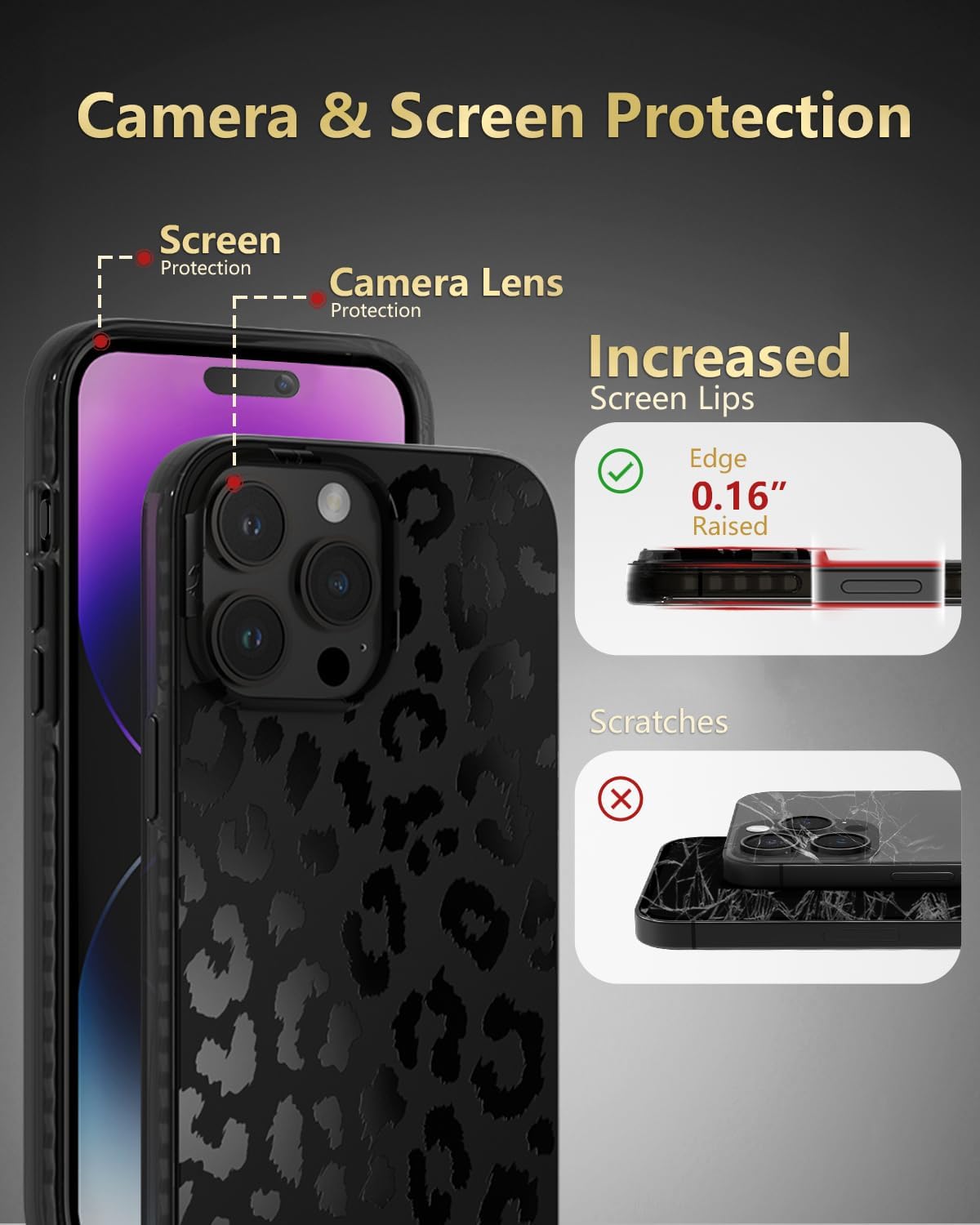 SCORPIFY for iPhone 15 Pro Case [Compatible with MagSafe] with Matte Black Leopard Cheetah Print Design, Cute Magnetic Phone Cover for Women Girls and Men, Slim Bumper with Stylish Pattern