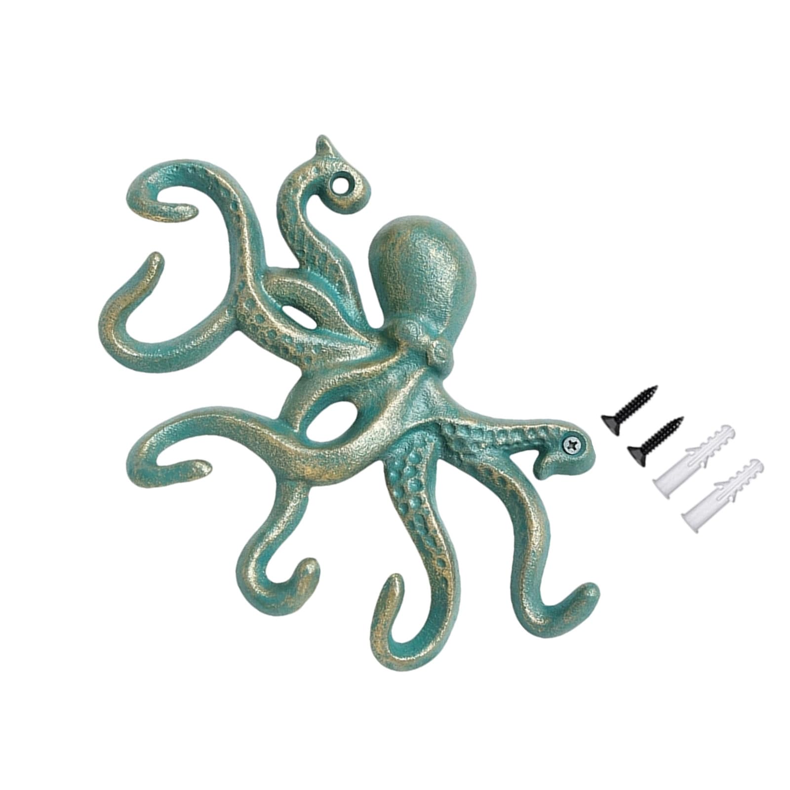 Tsophreniq Decorative Octopuses Wall Hanger Sturdy Cast Iron with Concealed Mounting Holes Cast Iron Coat Hook Strong Rural Hanger