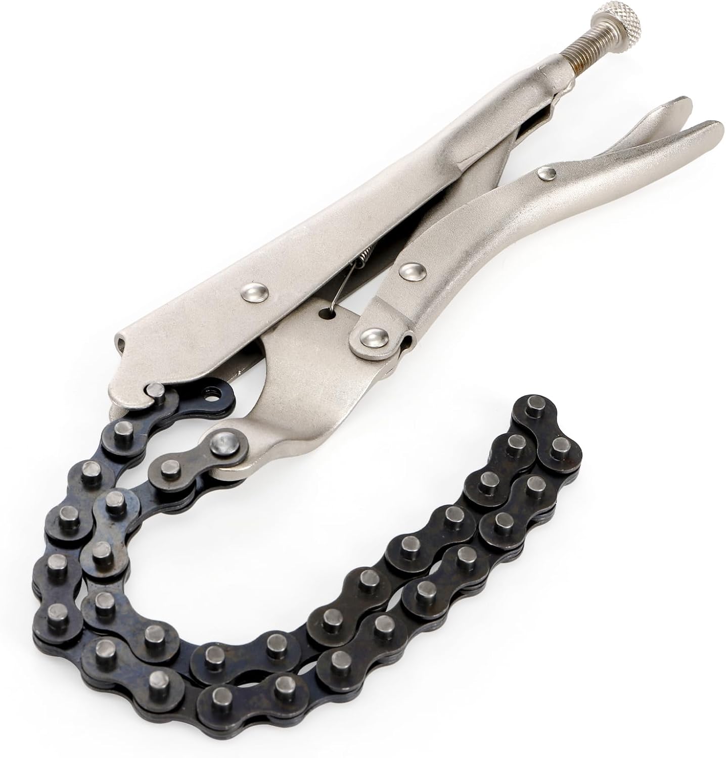 Hiceeden 2 Pack 9" Locking Chain Clamp with 20" Chain, Heavy Duty Chain Vise Grip, Locking Chian Pliers Chain Vise Wrench for Any Shaped Objects