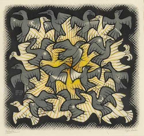 ZZYGGN GMGSW Sun and Moon by M. C. ESCHER Canvas Poster Illustrations Wall Art Painting M. C. ESCHER Prints for Bedroom Picture Decor 50x50cmx1 Frameless