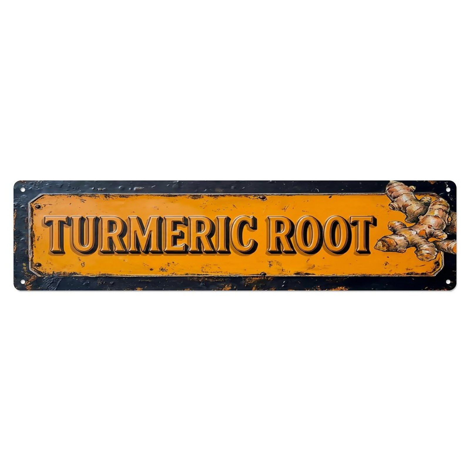 Vintage Turmeric Root Golden Farmhouse Metal Tin Sign