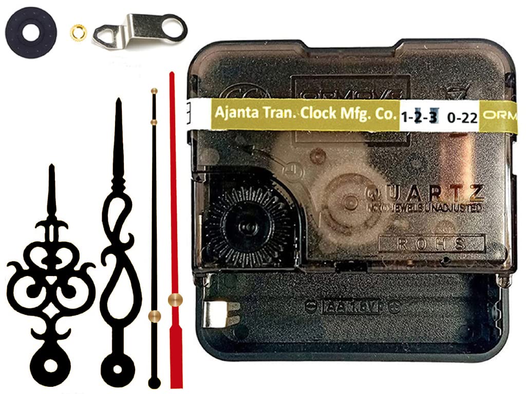 YONOTA® Ajanja Mfg. Quartz Machine for Big Size Wall Clock,Battery Operated,Clock Movement Machine with Needles and Hook 12 MM (100% Made in India) (Black,Red 2)-picture-29